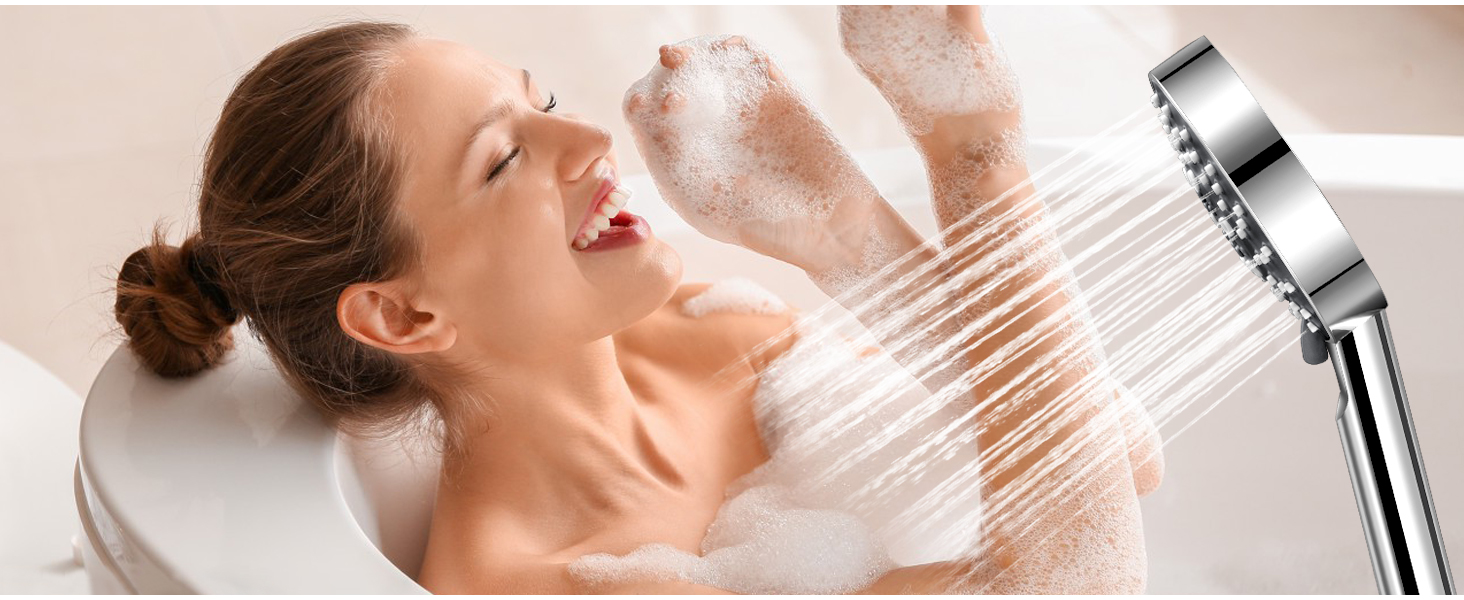 Насадка для душу Magichome з шлангом 2м, високого тиску, 5 режимів розпилення, турбо-дизайн, економна водозберігальна ручна лійка для душу, чорна, з шлангом