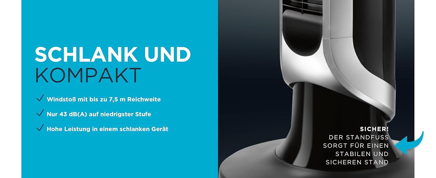 Вентилятор Rowenta Eole Infinite VU6620: тихий, потужний, з пультом керування, 3 швидкості, таймер, чорний