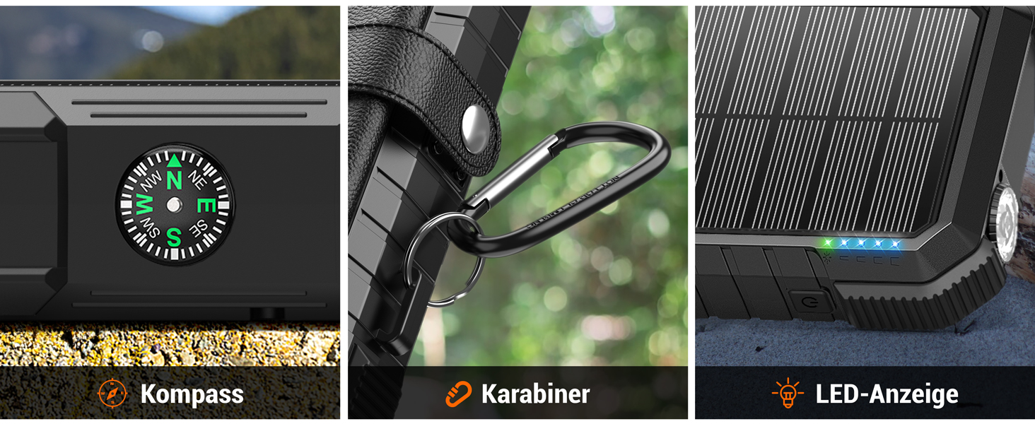 Powerbank BLAVOR 20000mAh з сонячною панеллю, USB-C PD 18W, для зарядки телефону та планшета, чорний