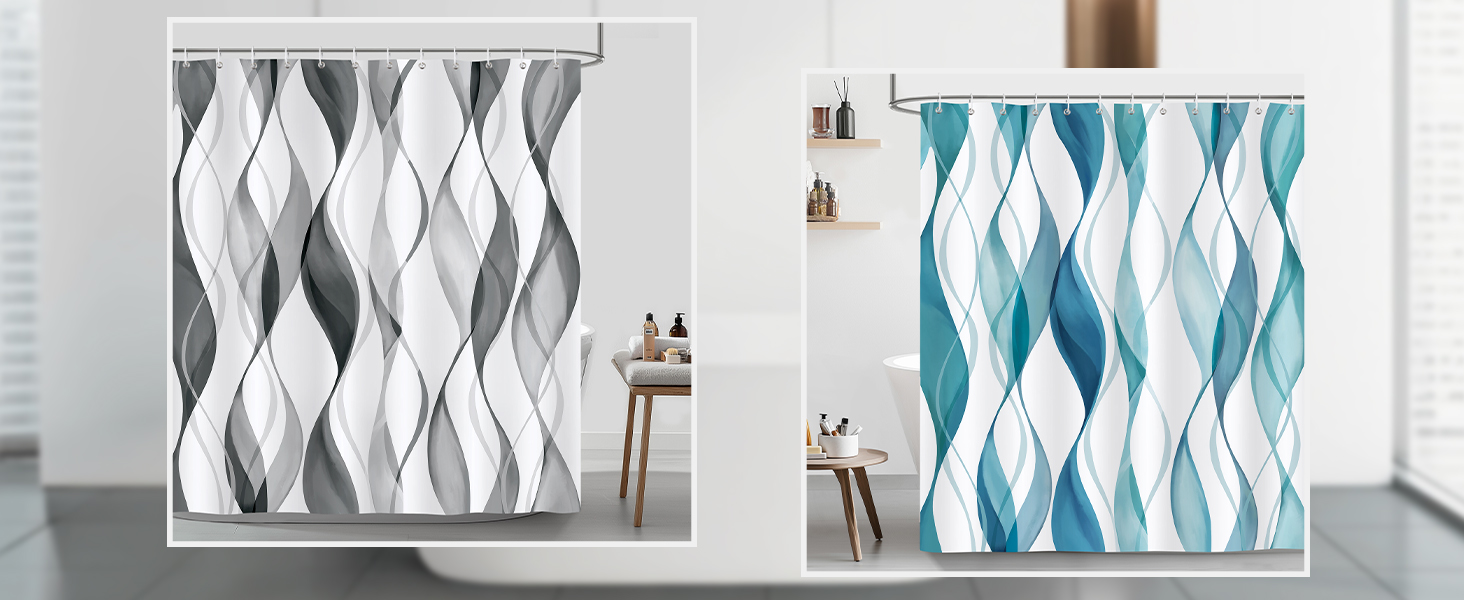 Шторка для душу Bonhause 180x180 см водонепроникна, антигрибкова, смугаста, поліестер, для ванної кімнати (1 шт., сіра)