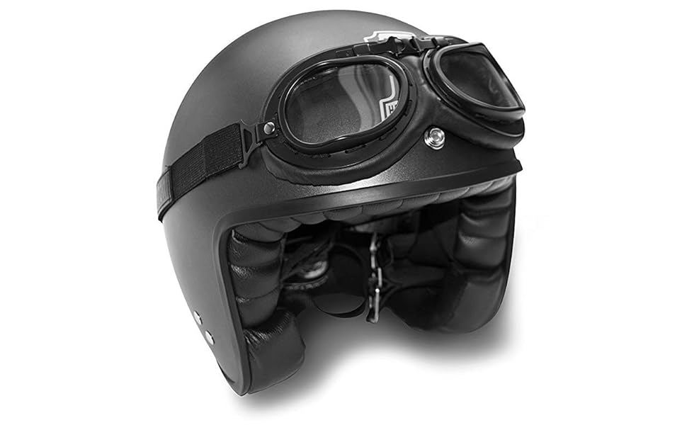 Мотоокуляри Bertoni AF195 для Harley та Chopper, чорна екошкіра, жовті лінзи, вінтажні захисні окуляри