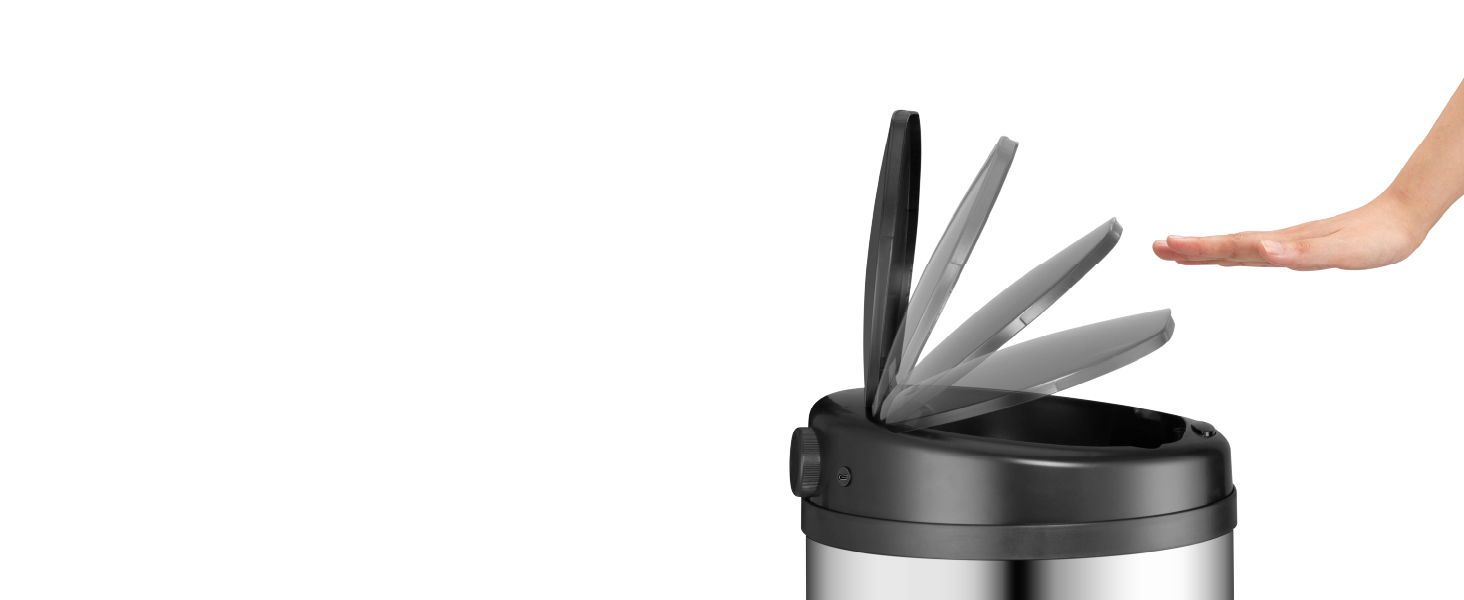 Відро для сміття Juskys з датчиком руху, 30 л, сріблястого кольору. Нержавіюча сталь, контактне відкриття, Klemmring для пакетів.