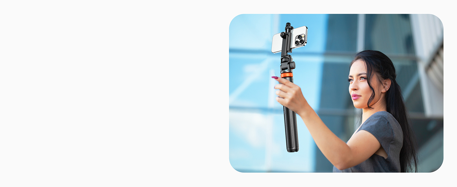 Штатив для смартфона та селфі-палки з пультом дистанційного керування, 158 см, карбоновий, чорний