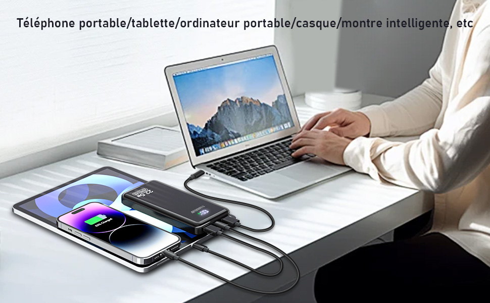 Power Bank 20000 mAh 22.5W з швидкою зарядкою PD3.0 QC4.0: Зовнішній акумулятор для смартфонів, смарт-годинників з LCD-дисплеєм та USB-C