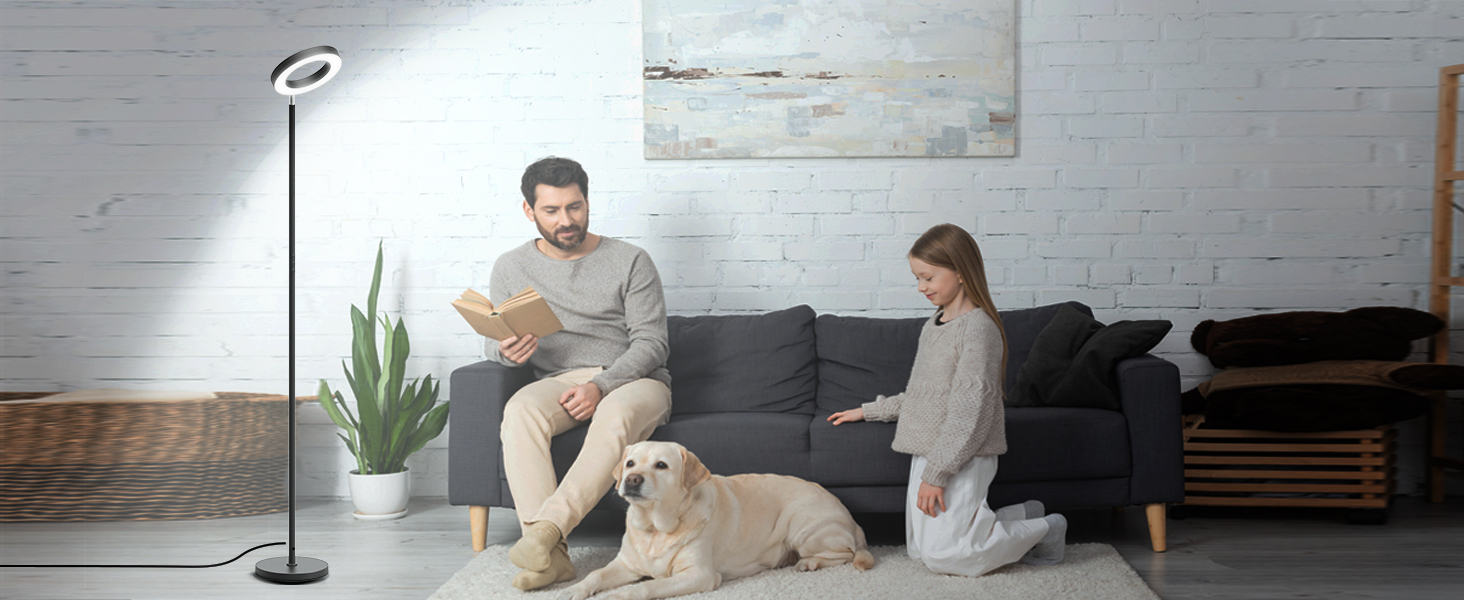 LED торшер, 42W, 16 мільйонів кольорів RGBCW, WiFi, Smart, двосторонній, для вітальні, сумісний з Alexa/Google Home, синхронізація з музикою, регульована яскравість, торшер для читання в спальню, RGB-42W