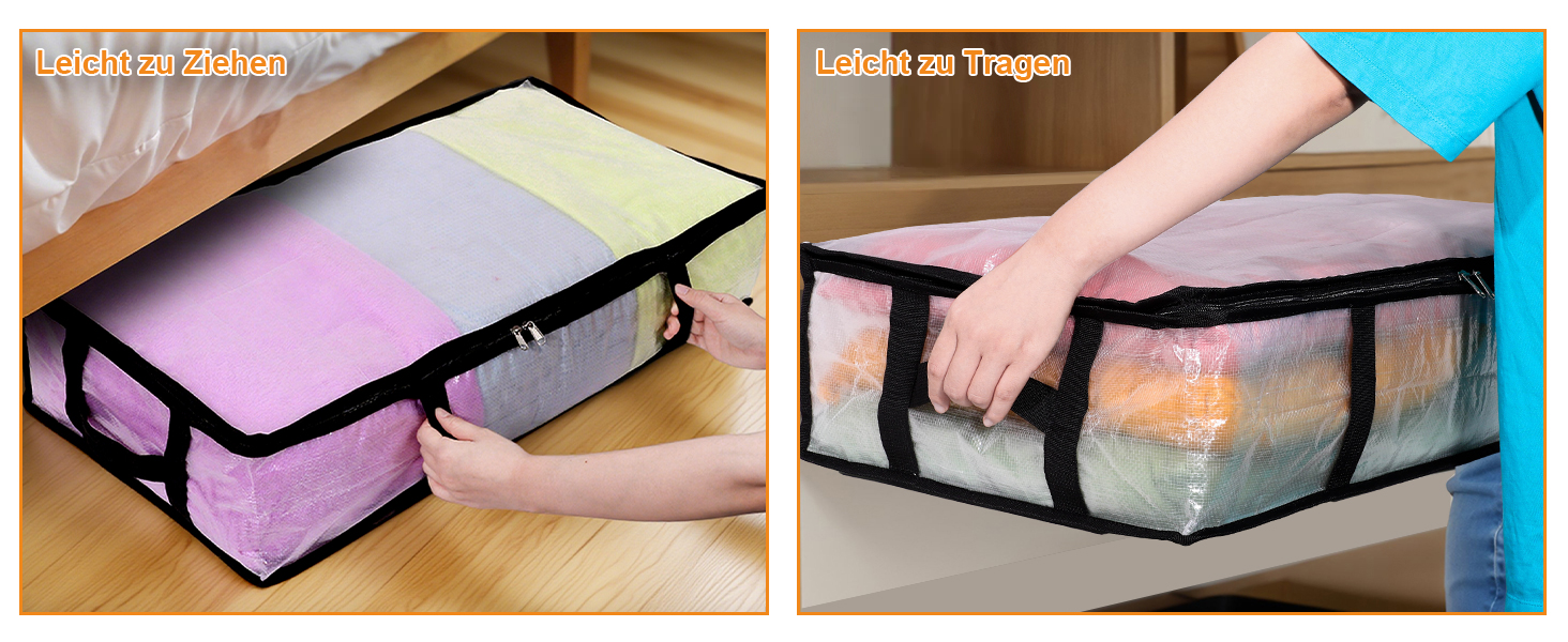 Коробки для зберігання під ліжко (4 шт) 90л з кришкою, прозорі, великі, складні, з ручками. Підходять для постільних речей, подушок, одягу.