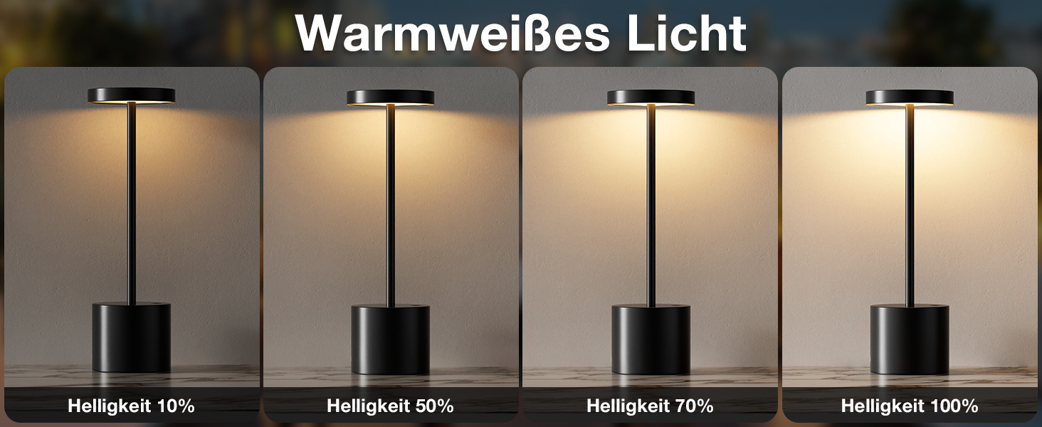 LED настільна лампа бездротова, акумуляторна, торшера з сенсорним керуванням, диммування, 3 колірні температури, регулювання яскравості, для спальні, кафе, чорного кольору, 1 шт.