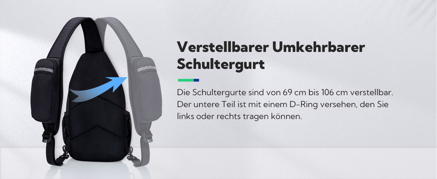 Сумка на плече WATERFLY Sling Rucksack для чоловіків і жінок, регульований ремінь, для прогулянок та подорожей