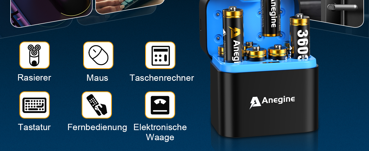 Акумулятори AA Lithium 3600mWh 1.5V з зарядним пристроєм (8 шт.) - до 2000 циклів