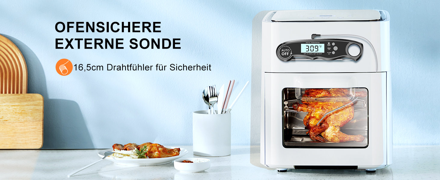 Цифровий термометр для м'яса: миттєве зчитування, для приготування на грилі та в духовці, з магнітною основою та сигналом тривоги, для кухні, барбекю та лабораторій