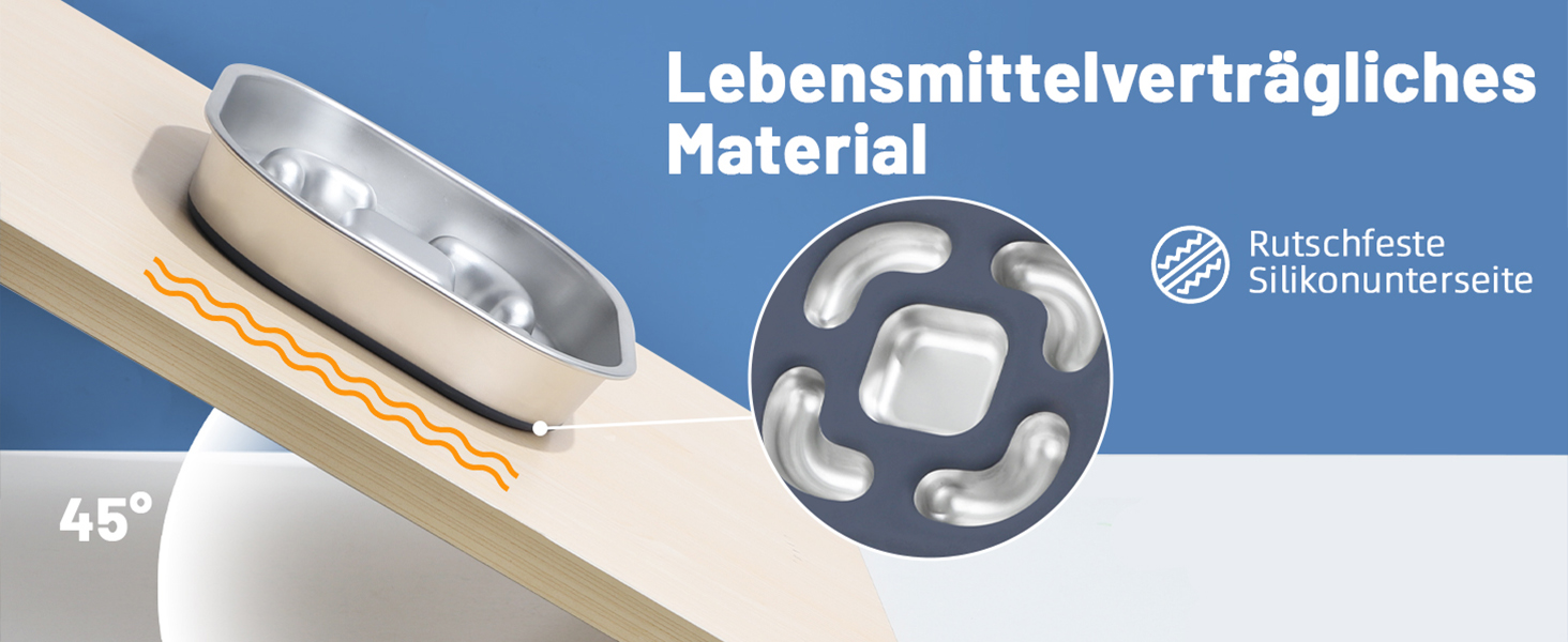 Миска для собак Anti Schling Napf з нержавіючої сталі 304, з силіконовим дном, для маленьких та середніх собак, 23*23*4.5 см