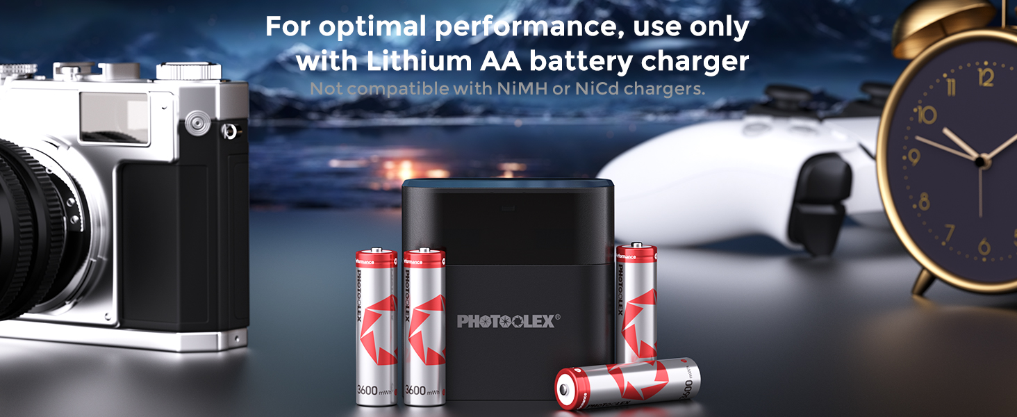 Акумулятори PHOTOOLEX AA Li-ion 1.5V 3000 mWh, комплект 8 шт. з кейсом для зберігання та зарядки