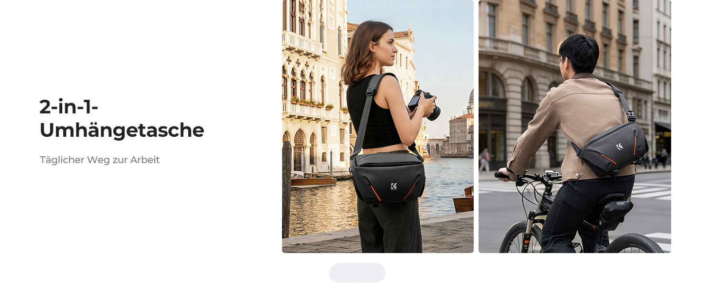 Сумка для фотоапарата та аксесуарів K&F Concept з напіввідкритим переднім відділенням, чорна
