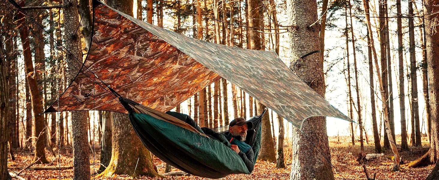 Тент AMAZONAS Ultra-Light Traveller Tarp Forest - ультралегкий, 650г, 25x10 см, камуфляж, для захисту від негоди