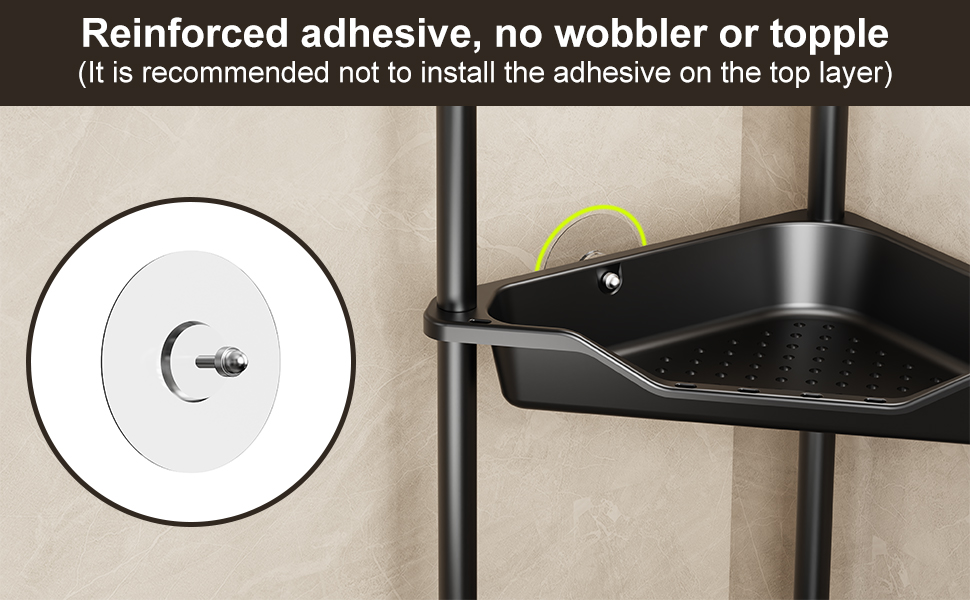 Дзеркальна поличка для душу Orimade (4 шт.) з нержавіючої сталі, кутова, чорна