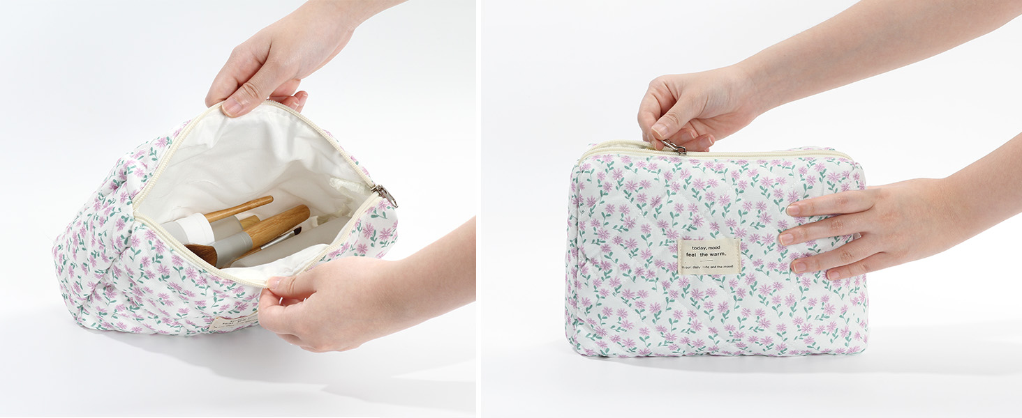 Набір косметичок 3 шт. з квітковим принтом для жінок та дівчат | Косметичка для подорожей та повсякденного використання | Набір косметичок з вишивкою (фіалково-павлинний)