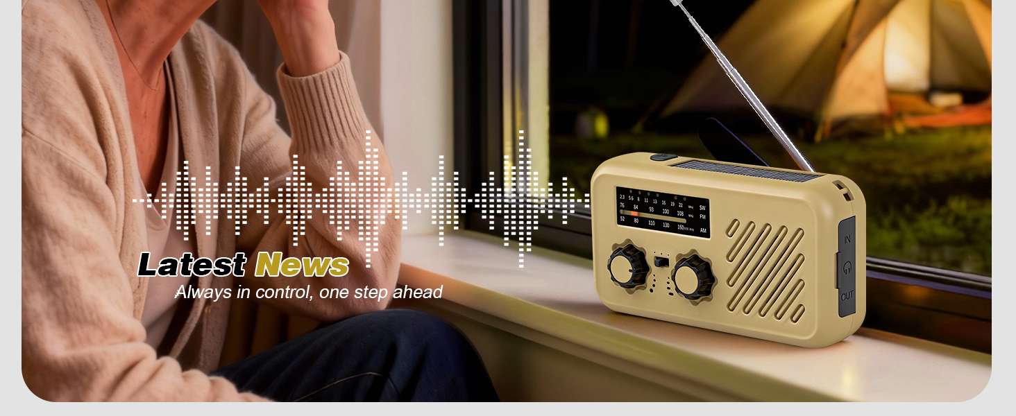 Радіоприймач Kurbelradio з підключенням навушників, AM/FM/SW, сонячне аварійне радіо, акумулятор 2000mAh, Power Bank, радіо на батарейках, будівельне радіо з приймачем світу, SOS ліхтарик для аварійного спорядження (297-Khaki)
