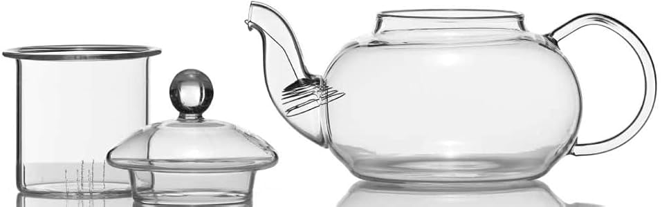 Скляний чайник Dimono з фільтром для заварювання чаю, об'єм 1500 мл, ручна робота