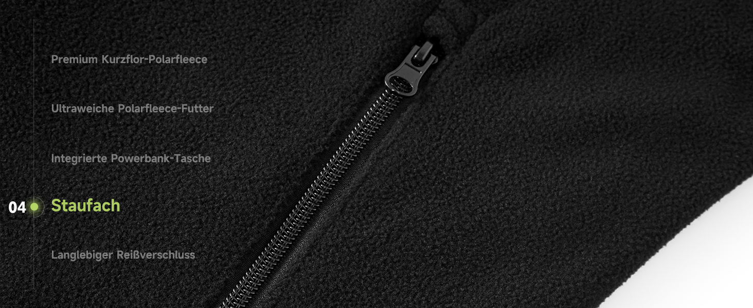 Обогріваючий жилет/куртка з підключенням до Powerbank, Microfleece, 6 зон нагріву, 3 режими температури, для жінок та чоловіків, чорний