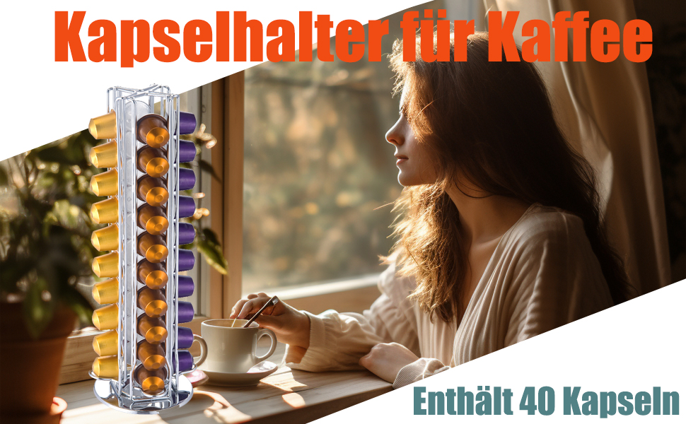 Підставка для капсул Nespresso, обертова, на 40 капсул, срібна