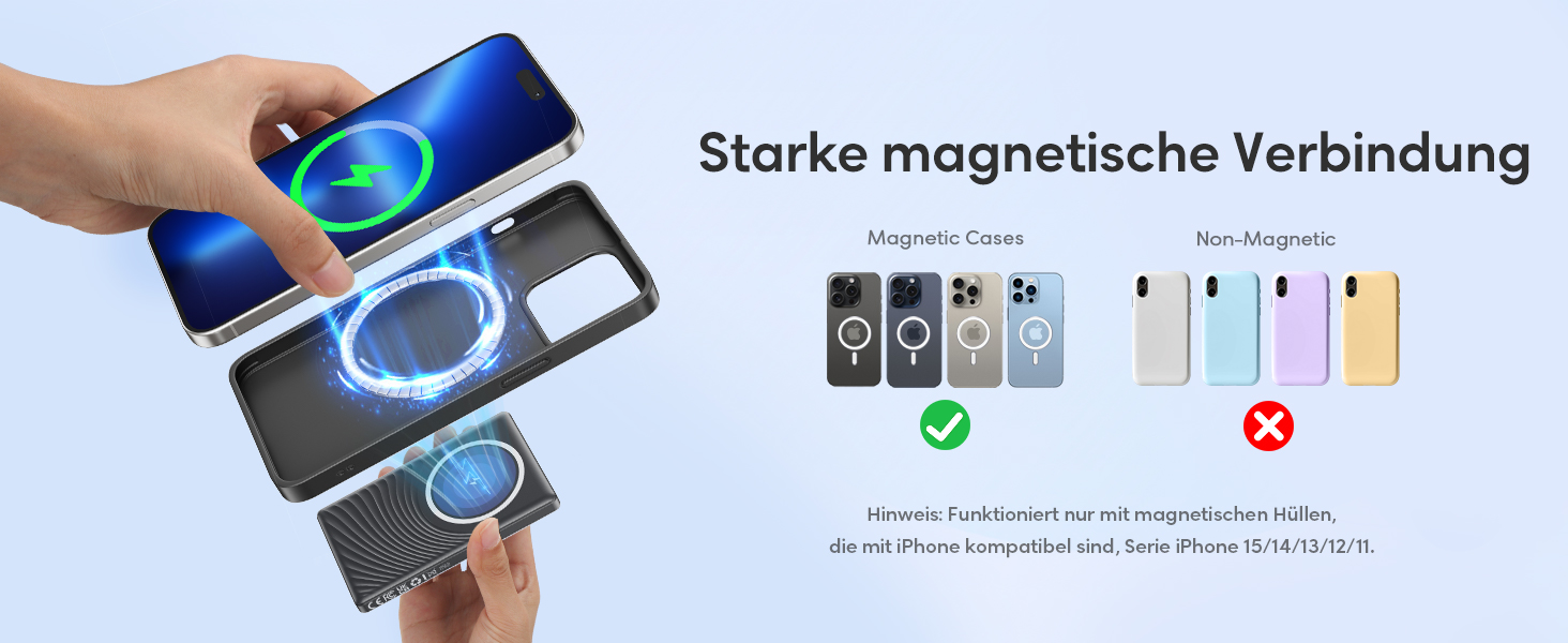 Портативний акумулятор Ntaanoo для iPhone з MagSafe, 5000mAh, 20W, бездротова зарядка, блакитний