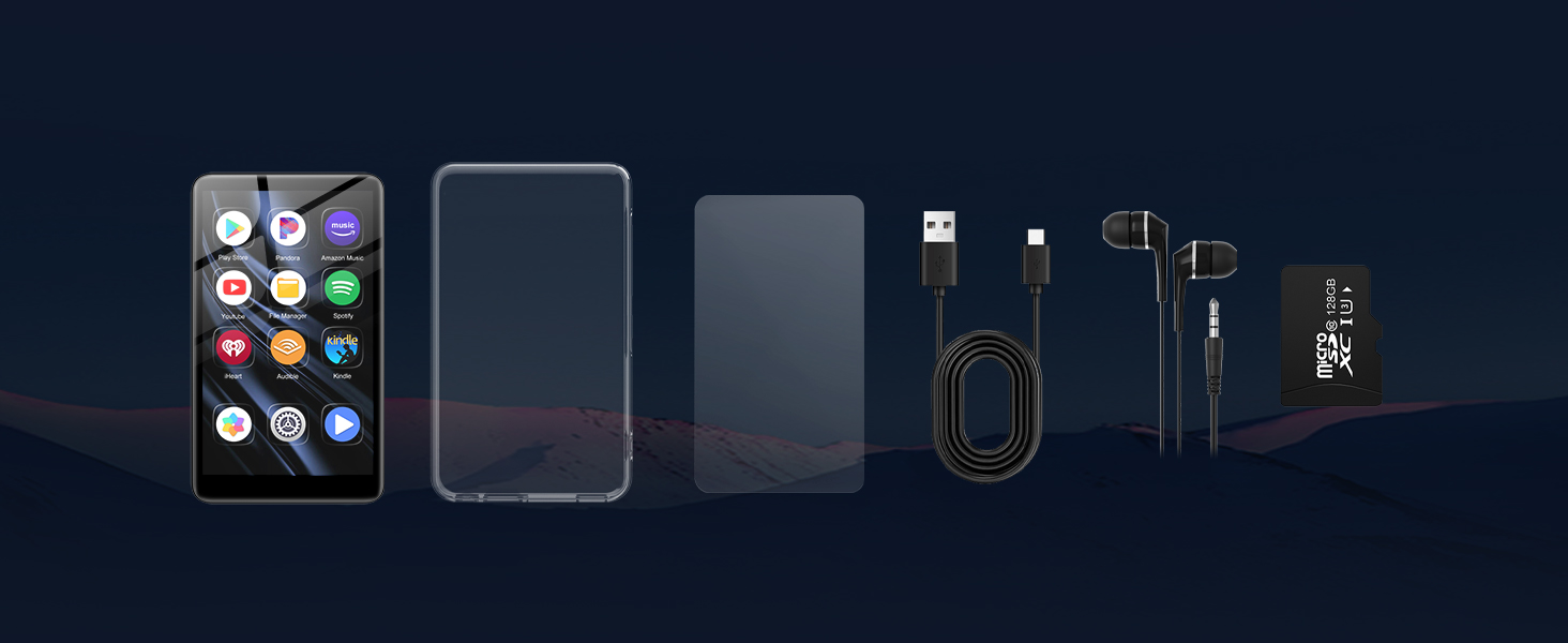 MP3 плеєр 32GB з Bluetooth 5.3, HiFi звук, для дітей, чорний (M9) - портативний музичний плеєр з еквалайзером, FM-радіо, підтримкою TF-карти до 128GB та навушниками