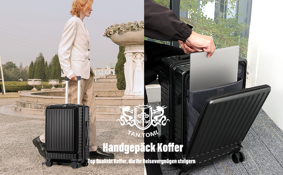 Чемодан ручної поклажі TANTOMI з відділенням для ноутбука, 20 дюймів, жорсткий корпус, легкий ABS-валіз, валіза з 4 колесами на 360°, TSA-замок (світло-темно зелений, 41л)