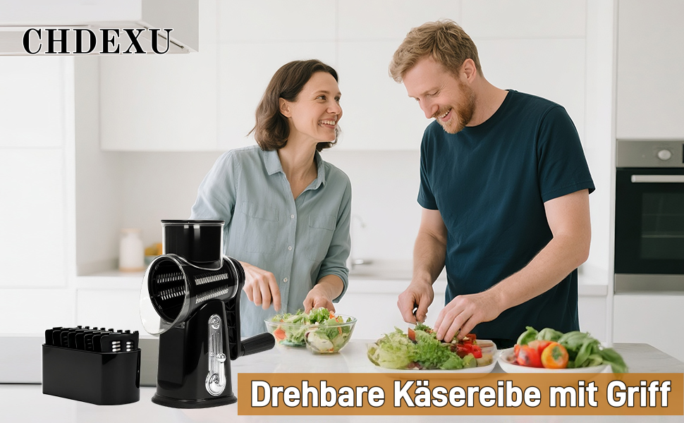 Ручна тертка для сиру та овочів з 5 зміненими лезами з нержавіючої сталі, з ручкою, для кухні.