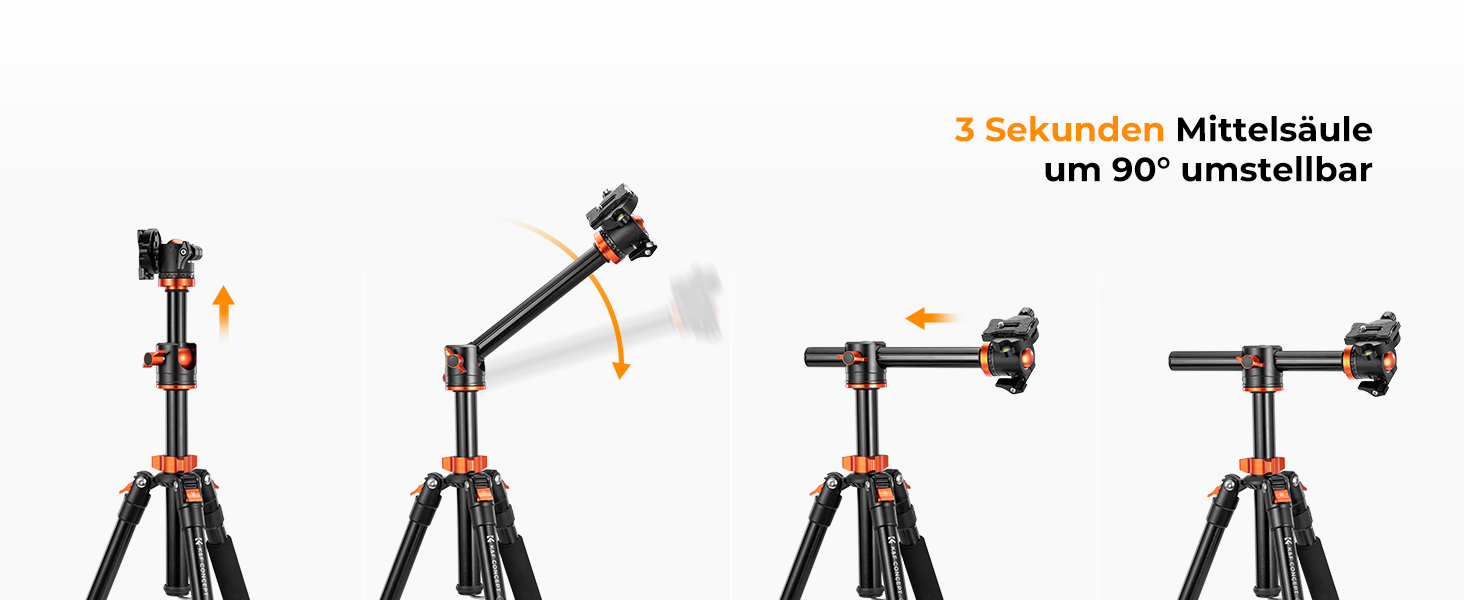 Штатив для камери K&F Concept 170см, T255A4(TM2515T1) з кульковою головкою 360° та функцією однонога штатива, 1/4'' гвинт, компактний туристичний штатив, помаранчевий