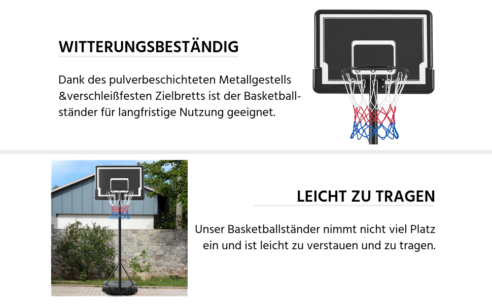 Yaheetech Adjustable Height Mobile Basketball Hoop Stand with Wheels - Indoor/Outdoor Basketball System