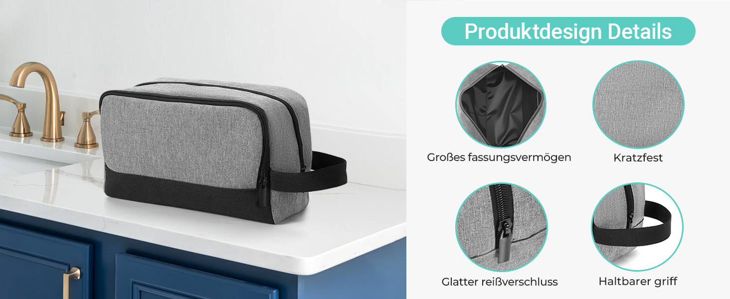 Чоловічий дорожній набір Elviros: органайзер для туалетних аксесуарів, кульки для гоління, сірий