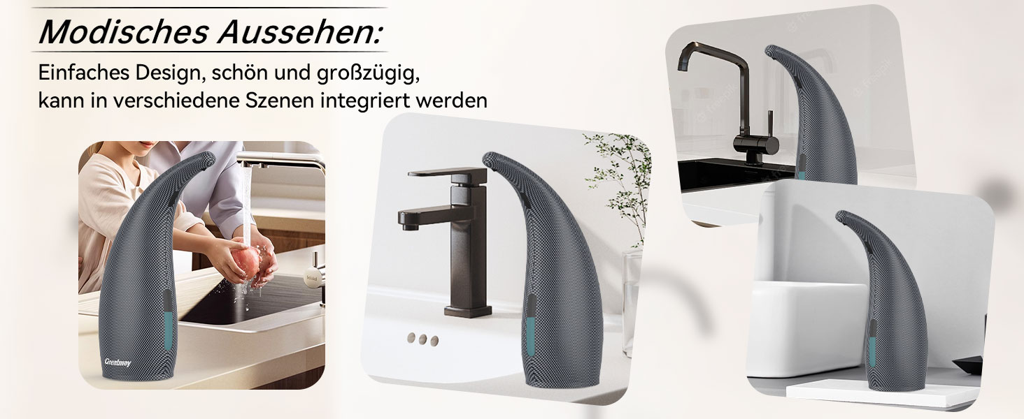 Greatmay Automatic Touchless Soap Dispenser - 300ml Electric Battery Operated with 4 Adjustable Levels - IPX6 Waterproof for Bathroom, Kitchen