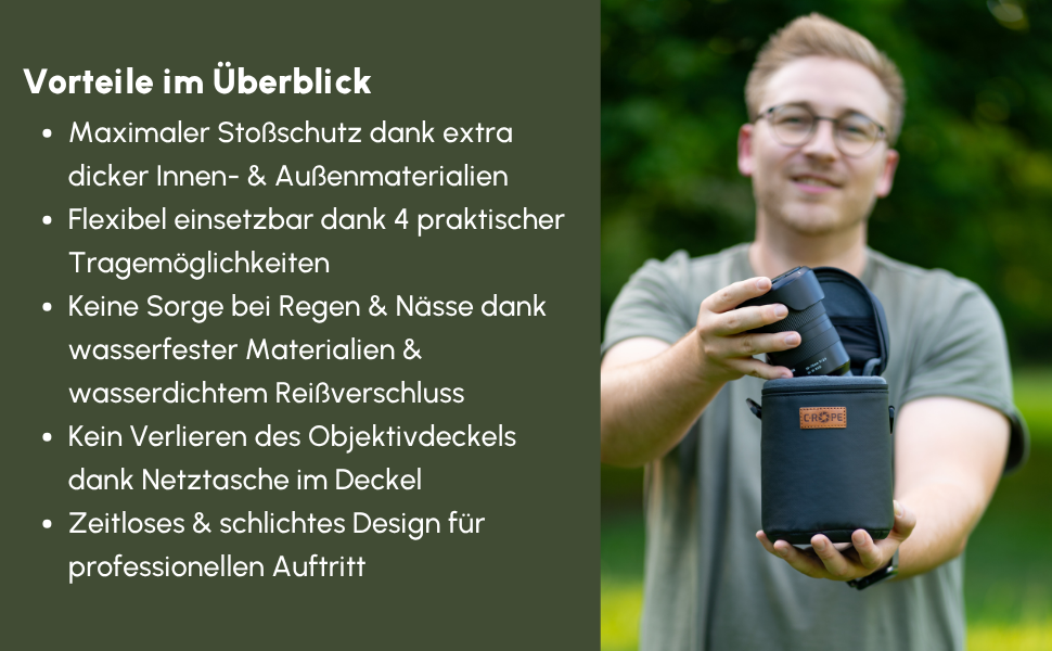 Водонепроникний чохол для об'єктива C-Rope з водонепроникною блискавкою - захисний мішечок для камери - преміум чохол для об'єктива - XS