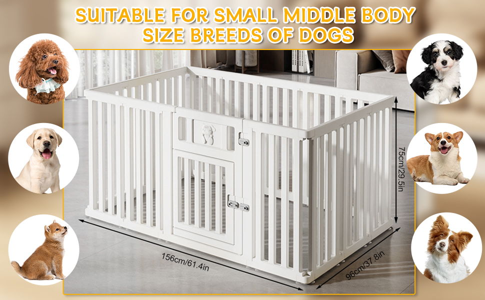 Клітка-вигул для собак та тварин, 156x96x75 см, біла (CEIEVER)