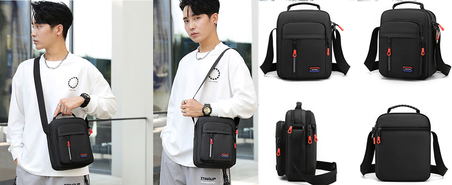 Чоловіча сумка через плече ANPTER: шкіряна, вінтажна, месенджер, через плече, для телефону (колір: коричневий)