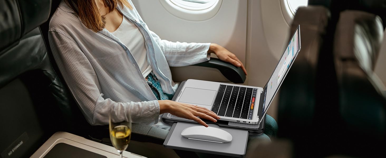 Підставка для ноутбука AboveTEK з вбудованим мауспадом, сірого кольору, для роботи вдома, в офісі, у подорожах