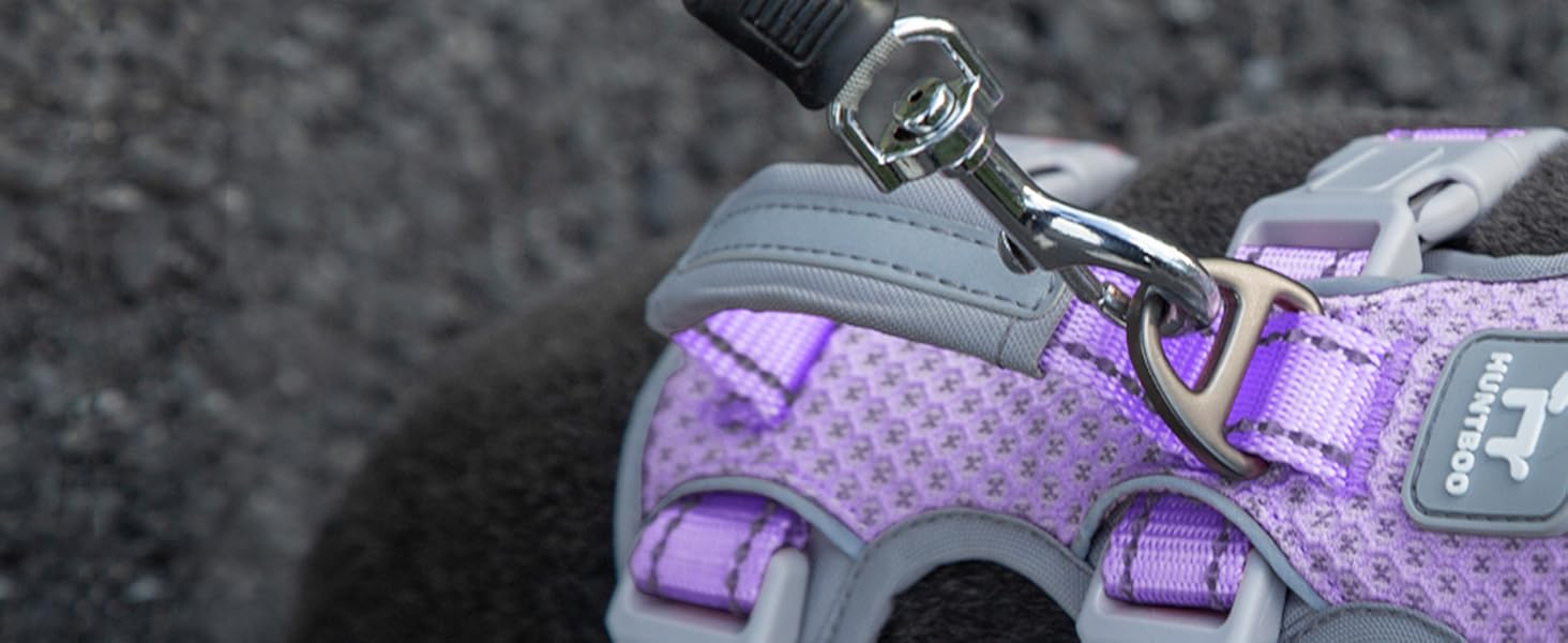 Шлейка для собак Huntboo, безпечна та надійна, з відбиваючими елементами та м'якою ручкою, регульована жилетка для маленьких собак, для прогулянок та тренувань (S, Лавандово-фіолетовий, упаковка з 1)