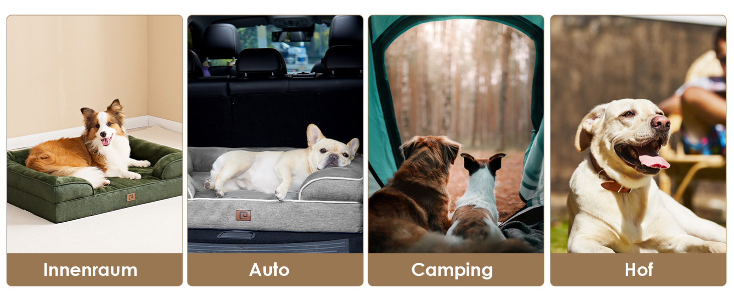 Ортопедичне ліжко для собак EHEYCIGA, великі та середні породи, 91x68 см, Memory Foam, вологостійке, з високим бортиком, сіре