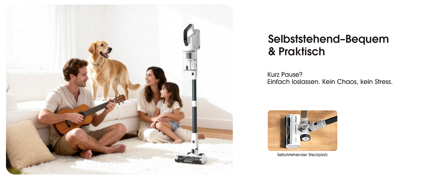 Бездротовий пилосос Klarpul 4800Pa з LED-дисплеєм та антизаплутувальною насадкою, 65 хвилин роботи, швидка зарядка 2 години, для твердих поверхонь та килимів, срібний