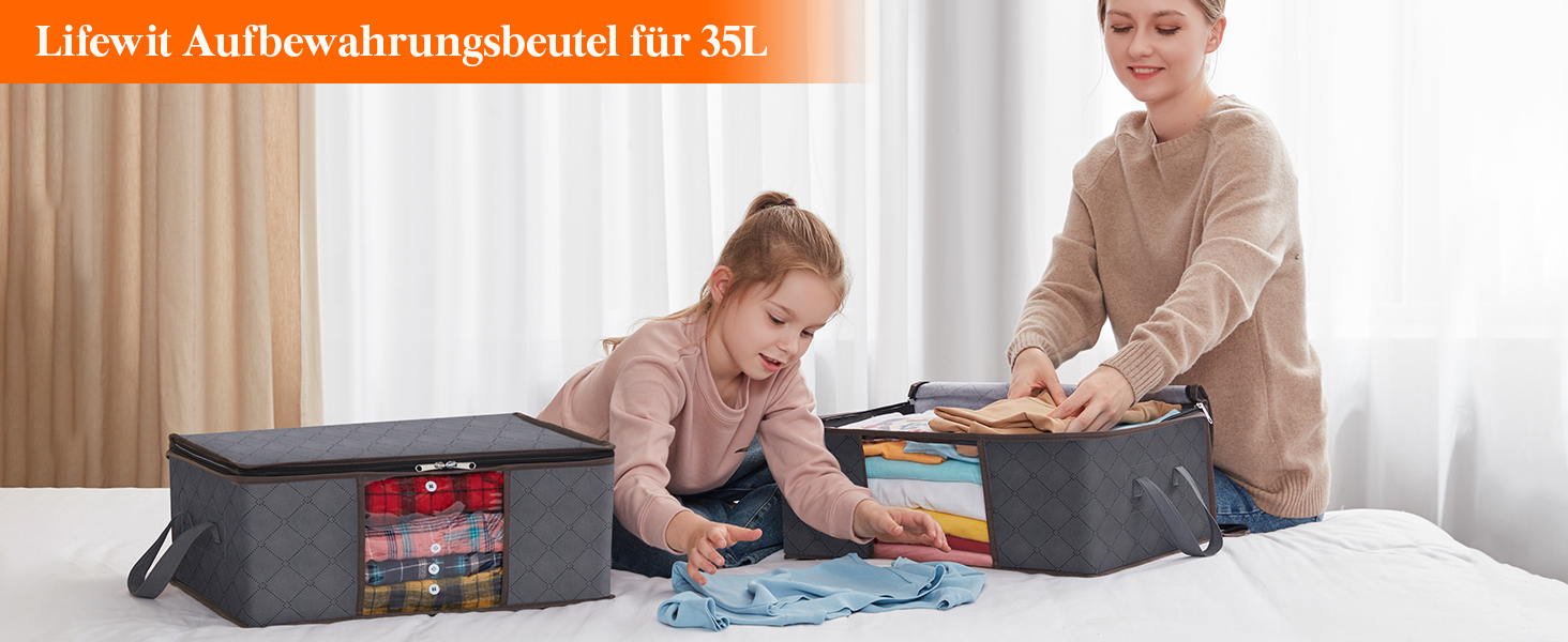 Органайзери для зберігання білизни та постільної білизни Lifewit (3 шт, 35л, сірий)