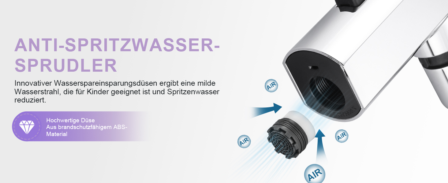 Кран кухонний iVIGA висувний з дощу, водоспад, 360° поворот, мікшер, брашований нікель