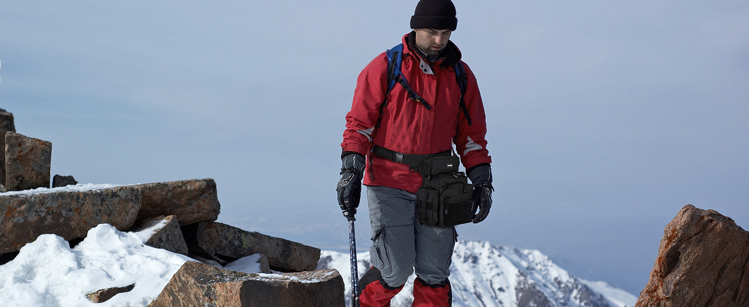 Тактична нагрудна сумка на ногу Jueachy, водонепроникна, для риболовлі, кемпінгу, чорного кольору (великий об'єм)