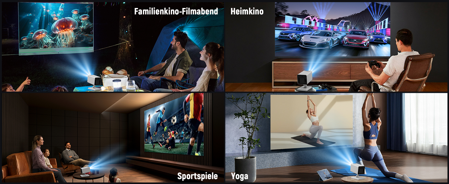 Mini проєктор Beamer 4K з Wi-Fi 6 та Bluetooth 5.0, 150 ANSI Lumen, портативний, автоматичне вирівнювання, 130 дюймів, для домашнього кіно, сумісний з телефоном/ПК/HDMI/USB
