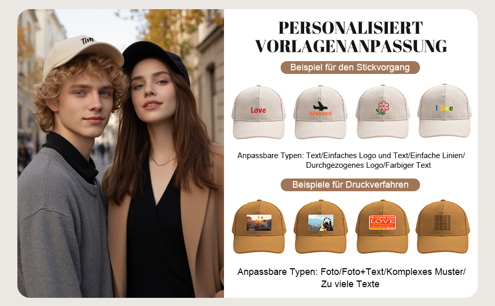 Персоналізована бейсболка з вишивкою, логотипом та друком фотографії. Регульована кепка в подарунок на Різдво для мами, тата, чоловіка, жінки, друга. (Бейсболка з корду)