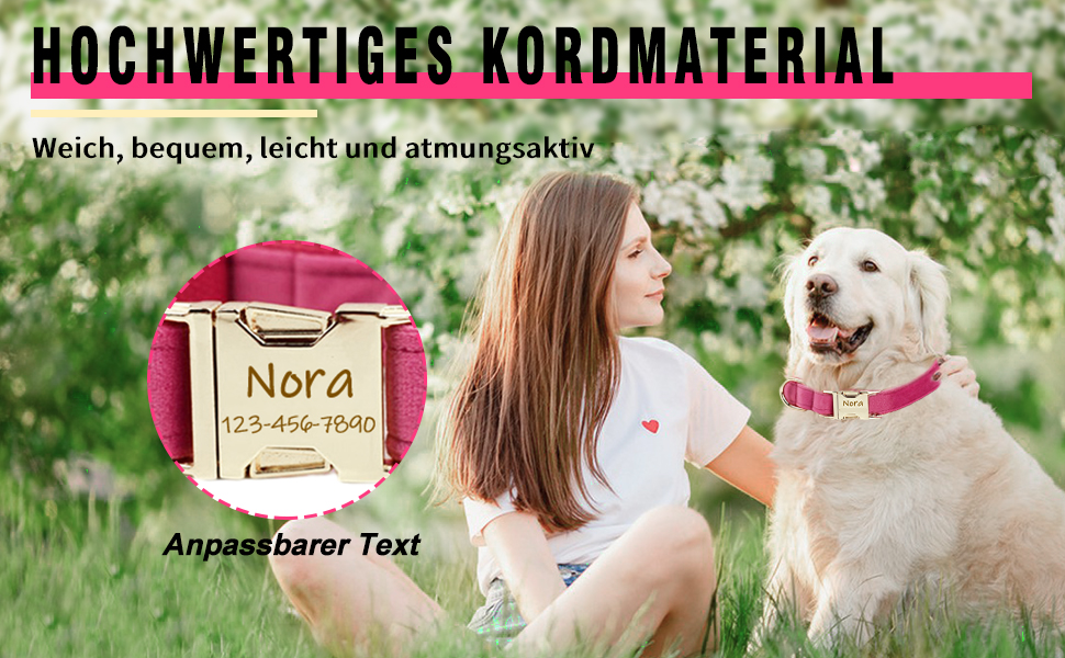 Персоналізоване собаче нашийник з металевою застібкою: напис та номер телефону. Регульовані розміри для собак середніх та великих порід.