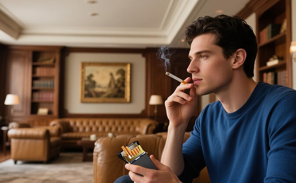 Металеве тютюнопакувальник DxxD на 20 сигарет з магнітним замком (алюміній, чорний, сірий, блакитний)