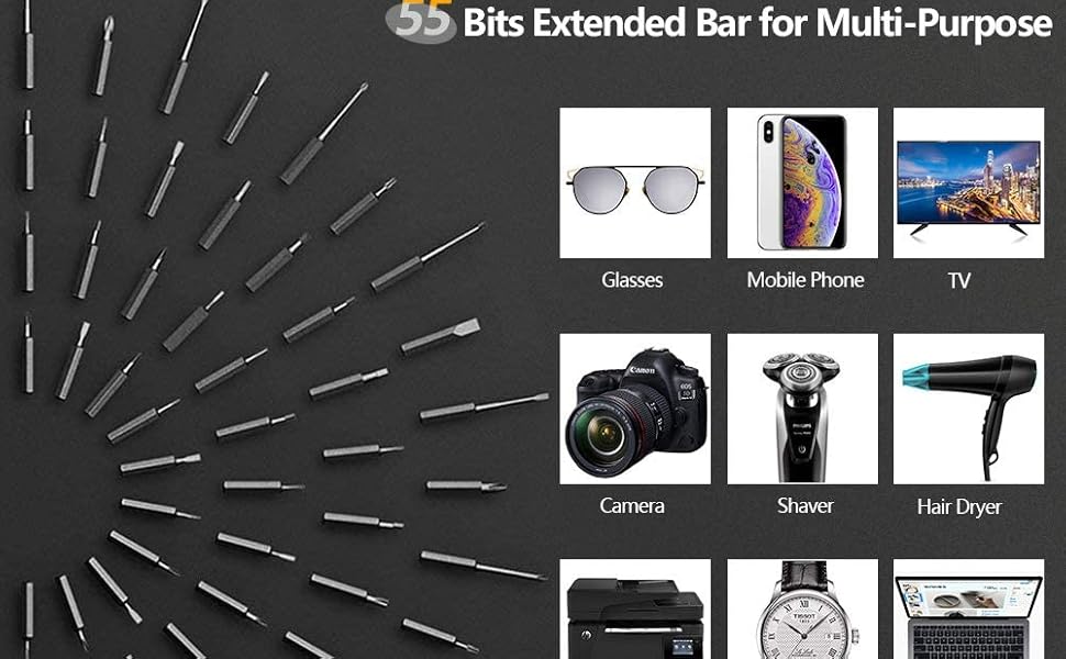 Електрична викрутка YONGYAO 57в1 з магнітом, 2 передачі, для ремонту телефонів, ноутбуків, окулярів, годинників, іграшок