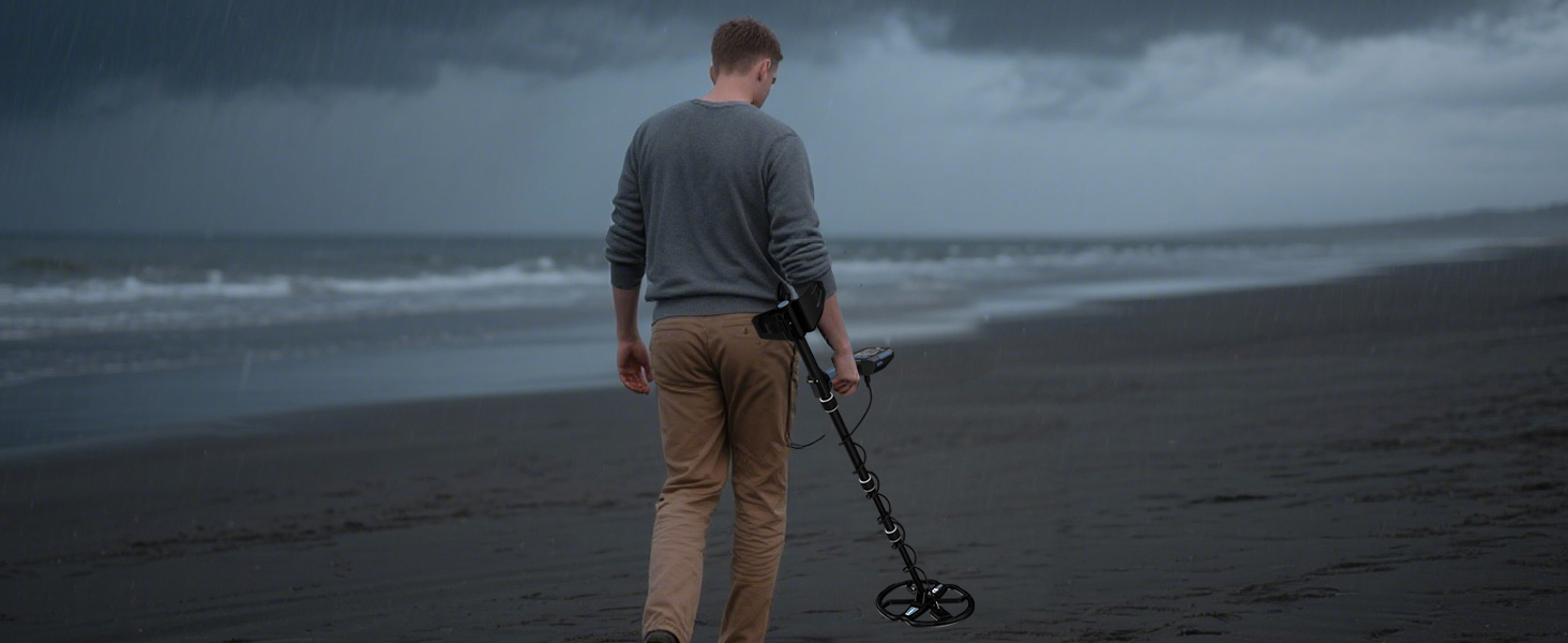 Металошукач SUNPOW для дорослих – водонепроникний, з лопатою, рюкзаком та навушниками, IP68, 11' Dual-D, 35h Li-Akku, 10 рівнів чутливості, 4 режими пошуку, 7-Metall ID, A-Schwarz