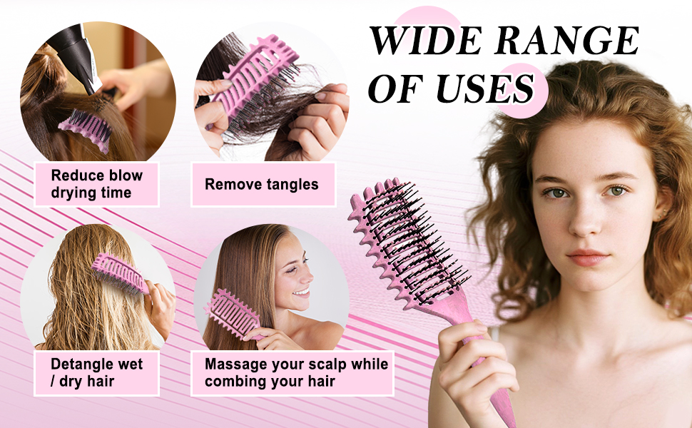 Щітка для кучерявого волосся, формування кучерявок, для жінок та чоловіків (рожева)