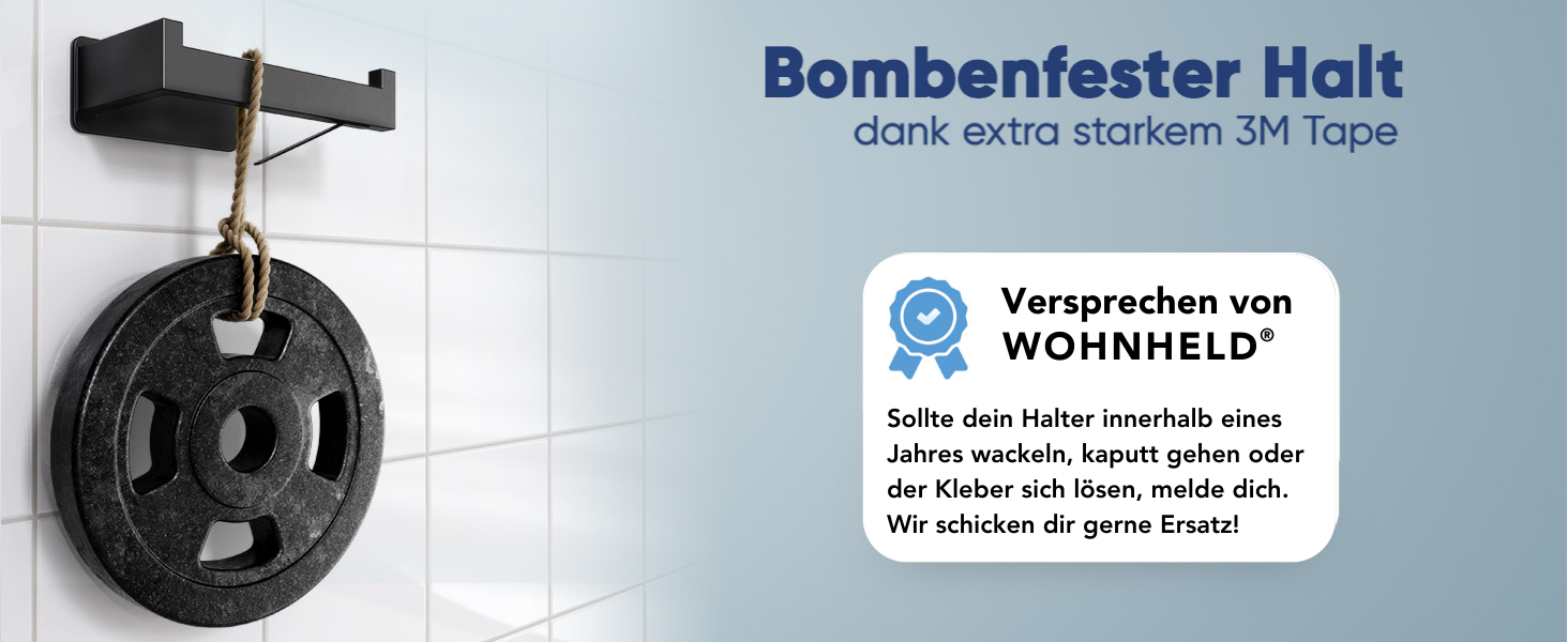 Тримач для туалетного паперу WOHNHELD Premium з гальмом-стопором, без свердління (на клейкій основі), нержавіюча сталь, чорний, правий